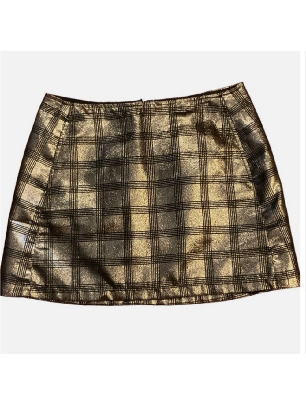Urban Outfitters Metallic Gold And Black Lined Mini Skirt Nwt Size Small